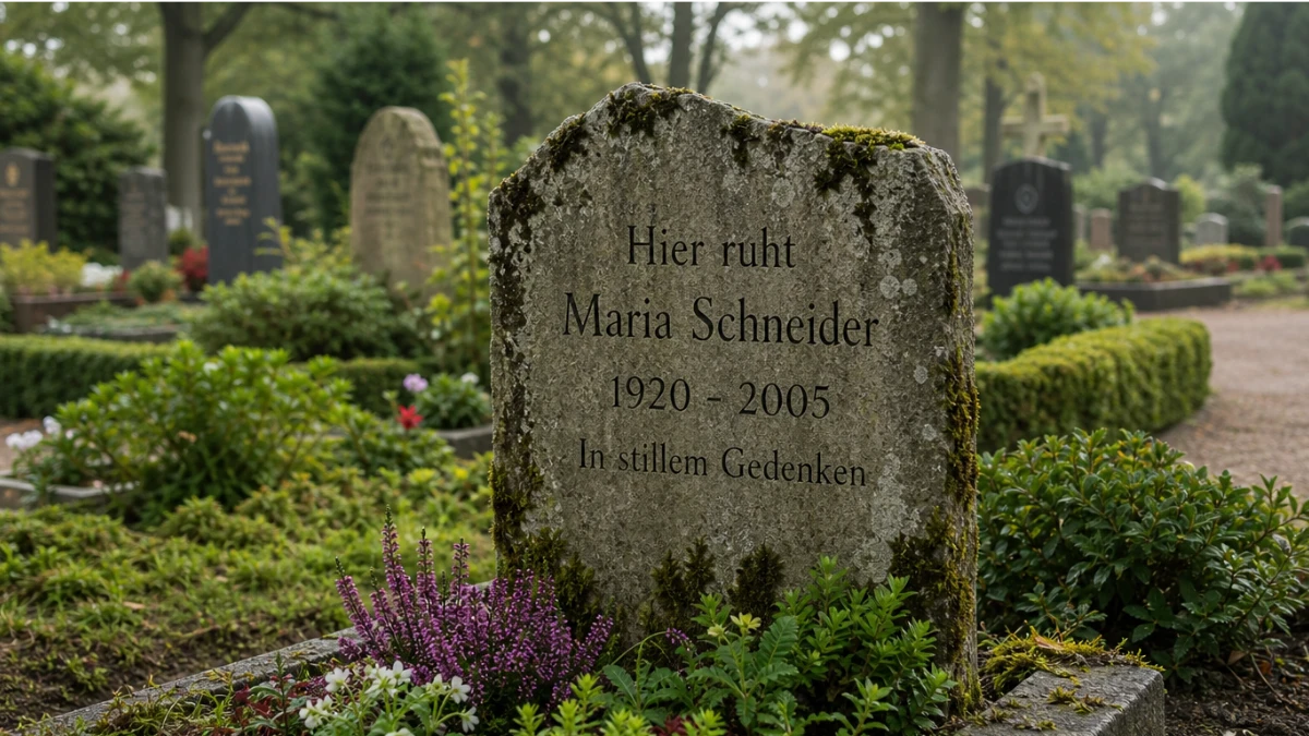 Grabstein Haltbarkeit – langlebiger Naturstein-Grabstein mit deutscher Inschrift auf einem Friedhof